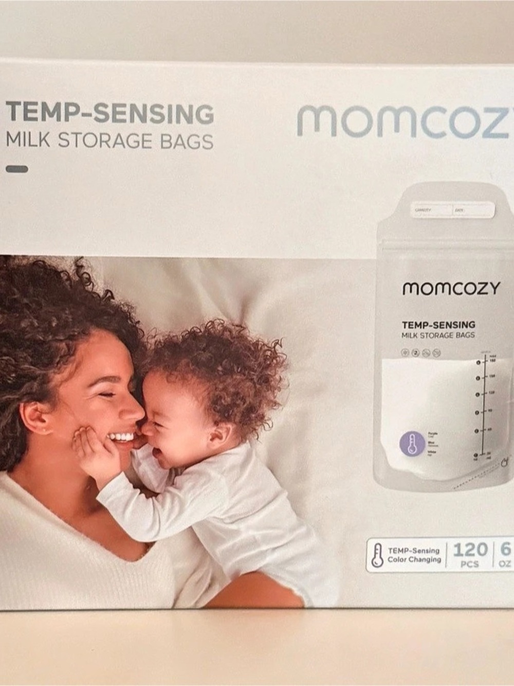 Momcozy Temp-Sensing Milk Storage Bags 120-Count 6 oz NWT